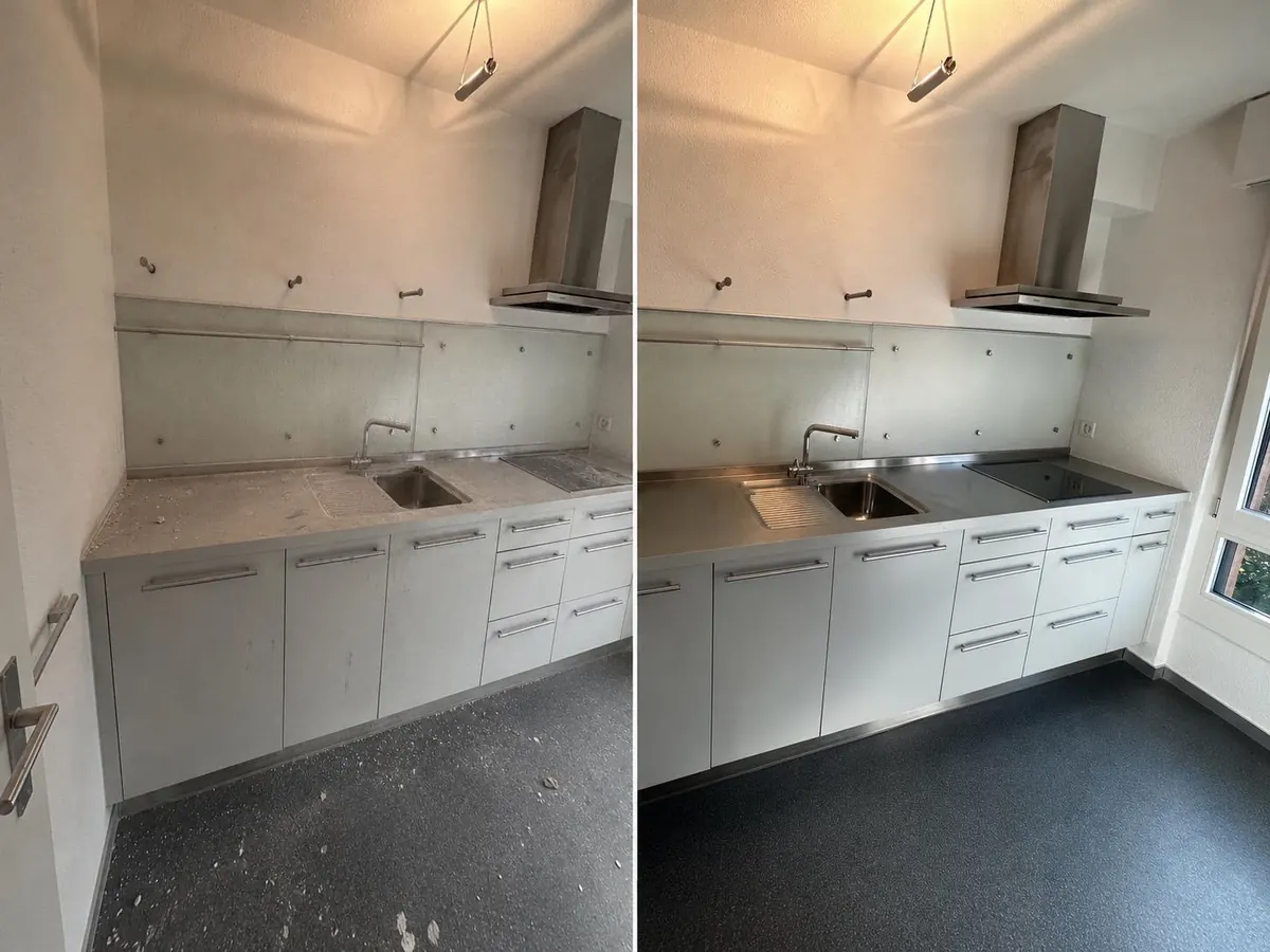Wohnungsreinigung in Bern: Küche vorher und nachher